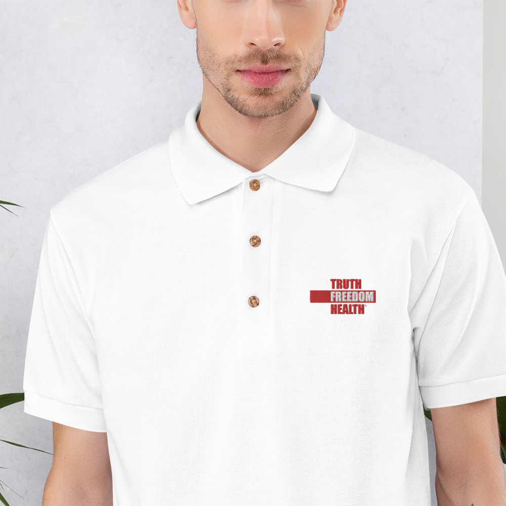 Embroidered Truth Freedom Health White Polo Shirt