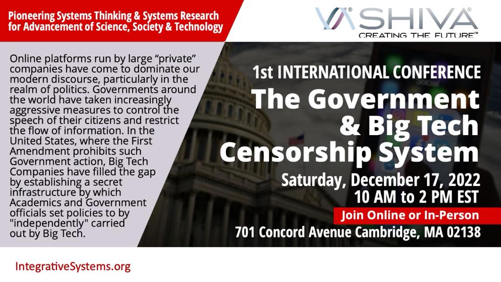1st International Conference on The Government & Big Tech Censorship System