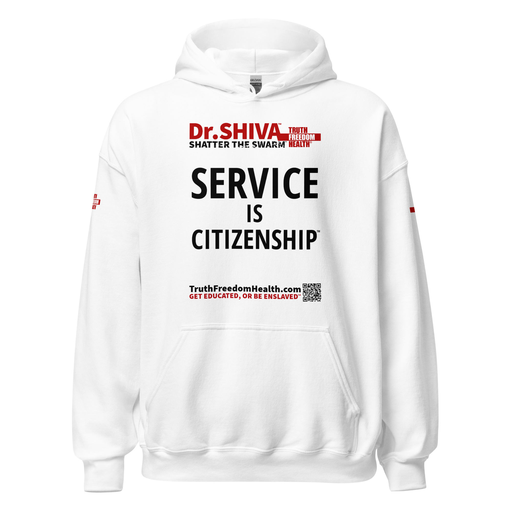 Unisex Hoodie – White – SERVICE IS CITIZENSHIP™