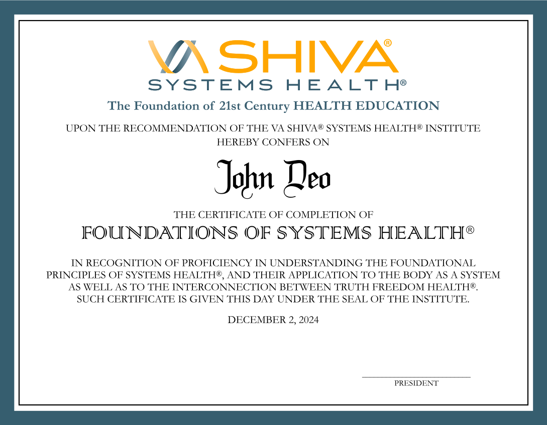 VA SHIVA® Foundations of Systems Health® Certificate