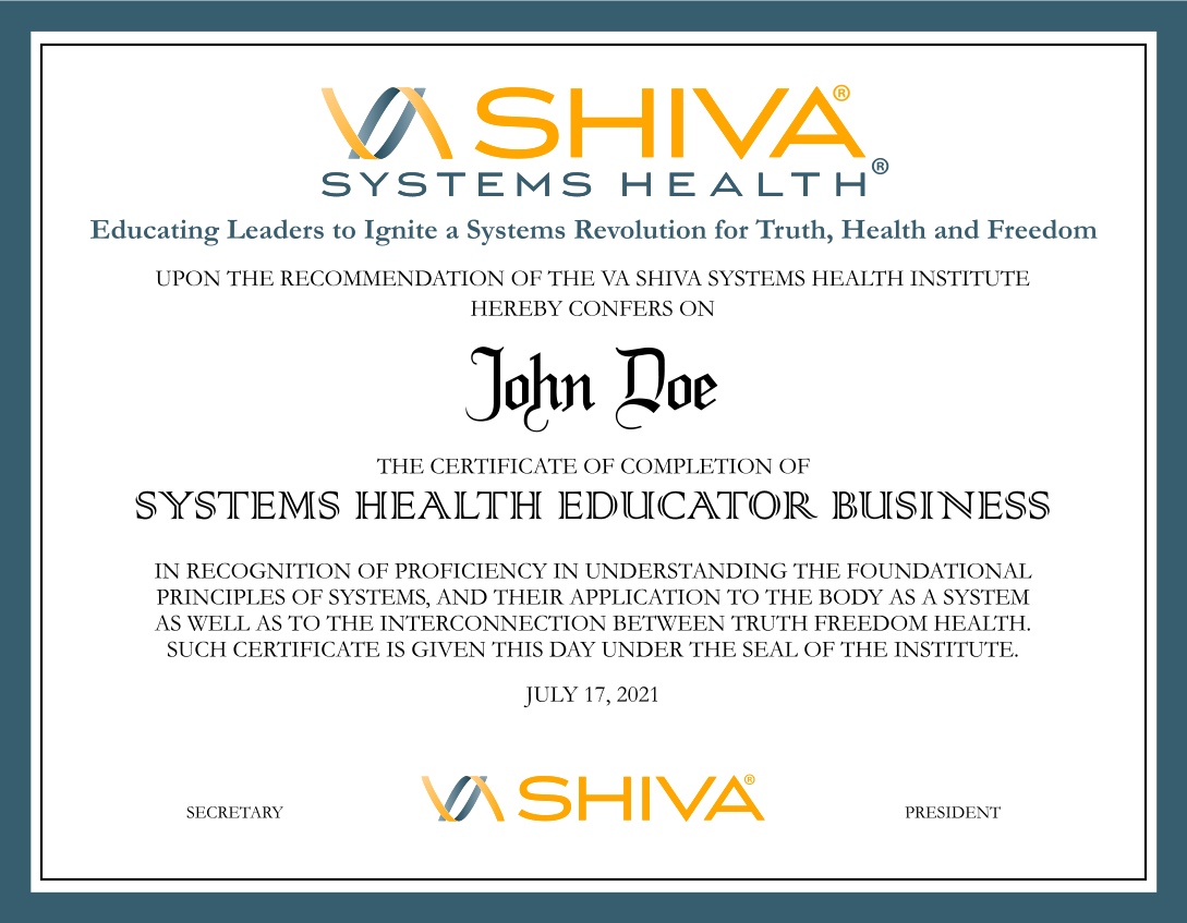 VA SHIVA®  Systems Health® Educator Business