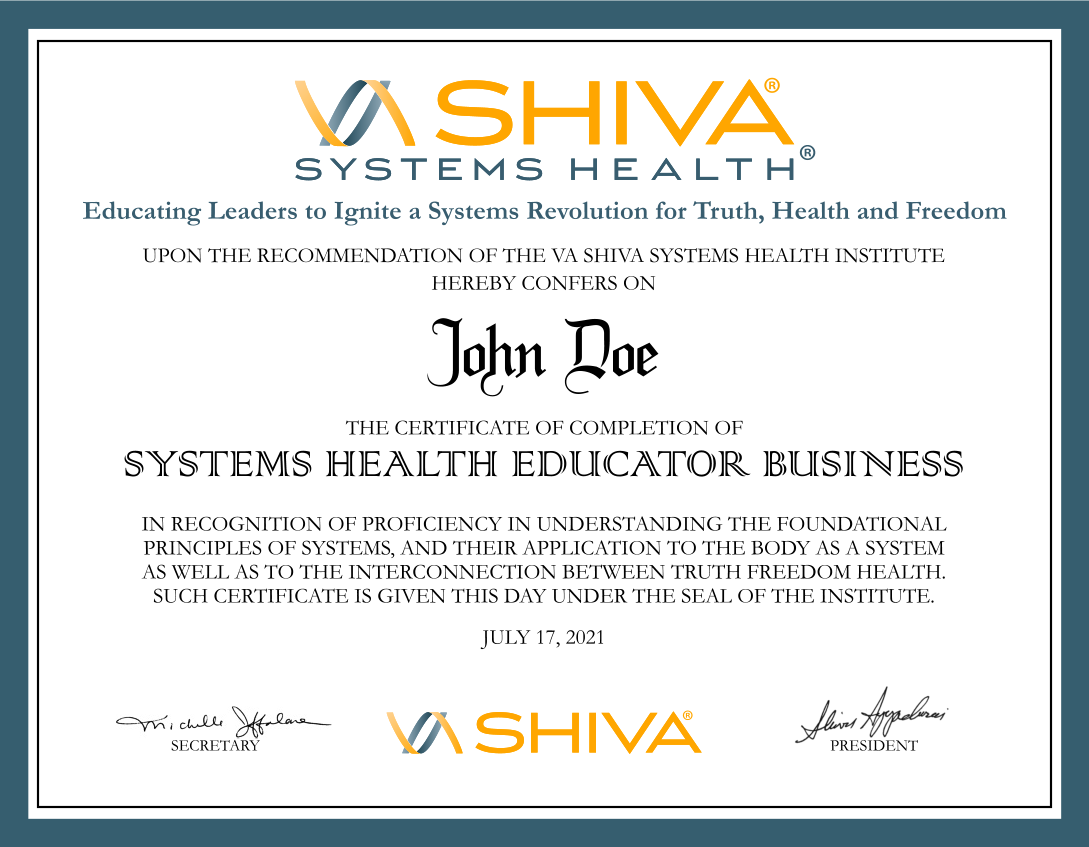 Order your Certificate of Completion VASHIVA