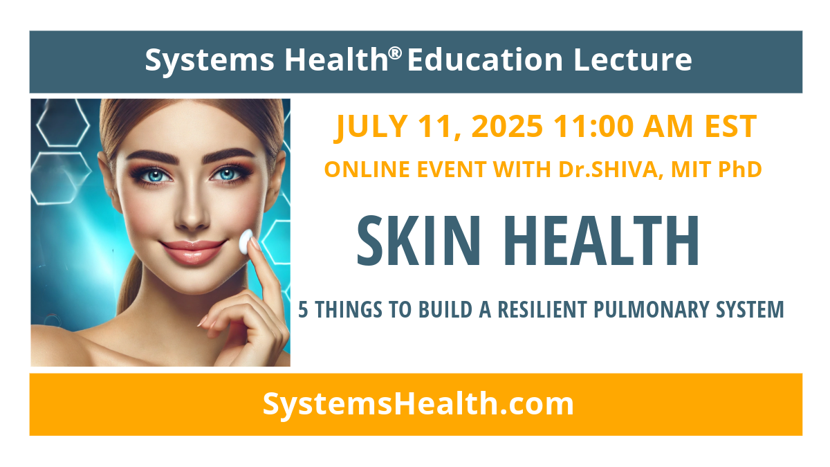 Dr.SHIVA’s SYSTEMS HEALTH® Education Lecture: SKIN HEALTH – July 11, 2025 at 11AM EST