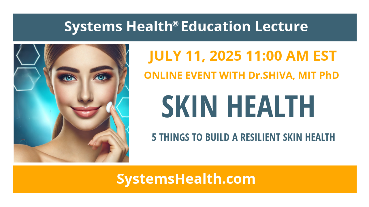 Dr.SHIVA’s SYSTEMS HEALTH® Education Lecture: SKIN HEALTH – July 11, 2025 at 11AM EST