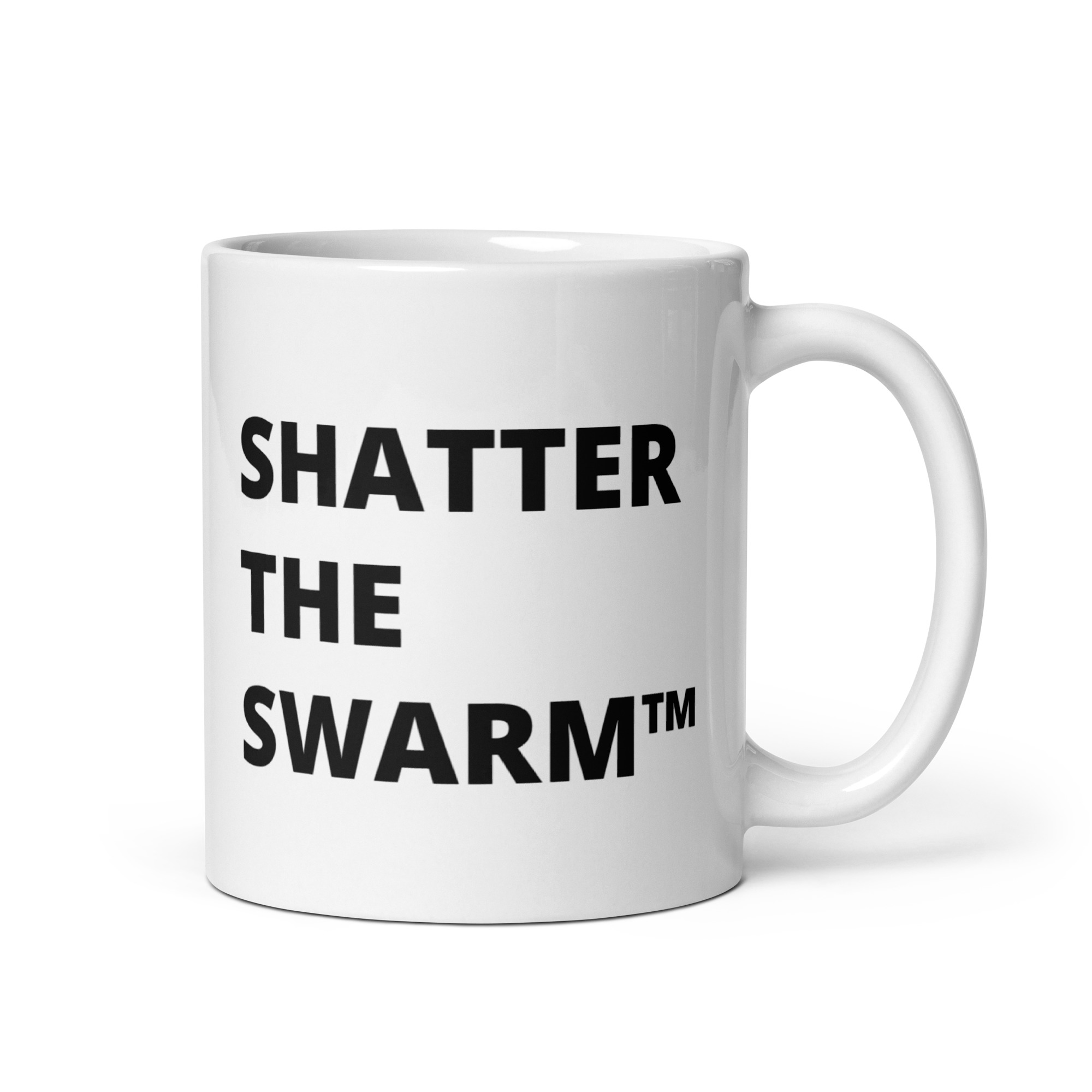 Shatter The Swarm™ White glossy mug