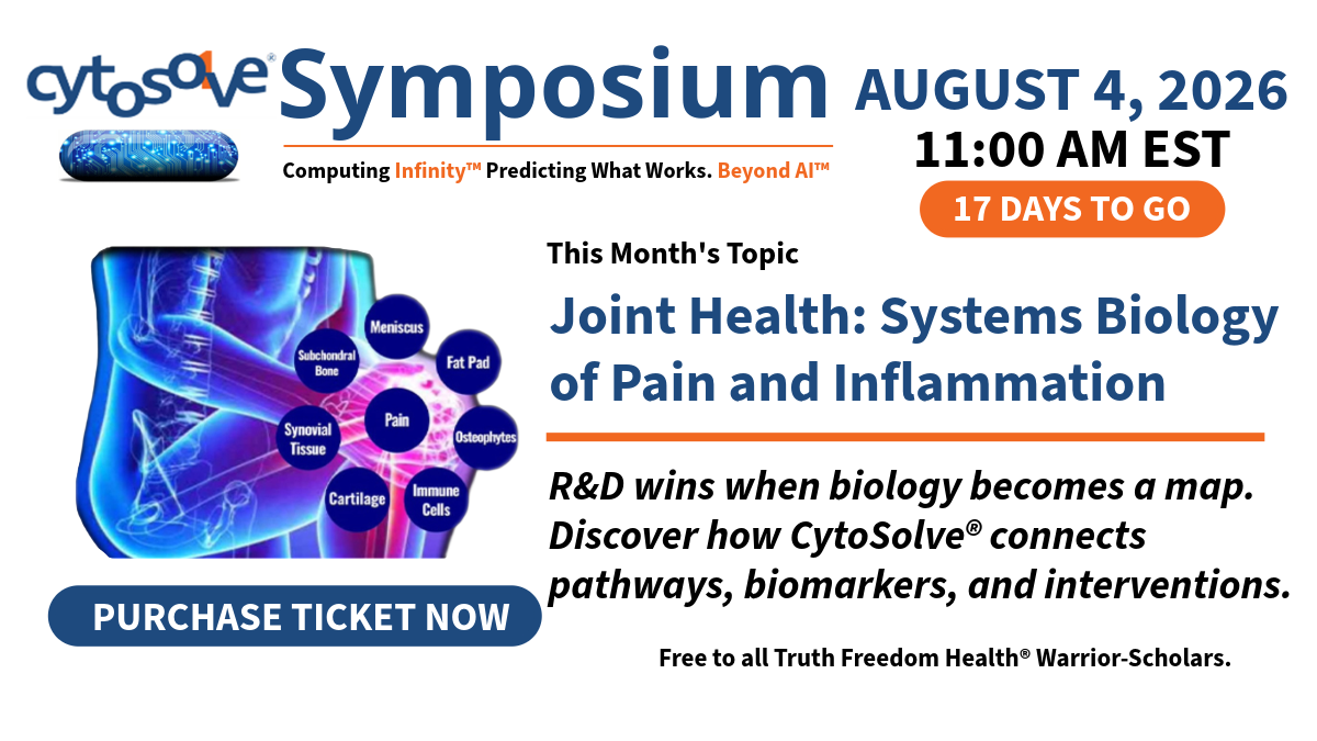 Dr.SHIVA’s CytoSolve® Symposium: Joint Health – Systems Biology of Pain and Inflammation – August – 4, 2026 at 11 AM EST
